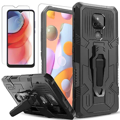 For Motorola Moto G Play 2021 Phone Case Cover Belt Clip Stand +Tempered Glass • $9.99