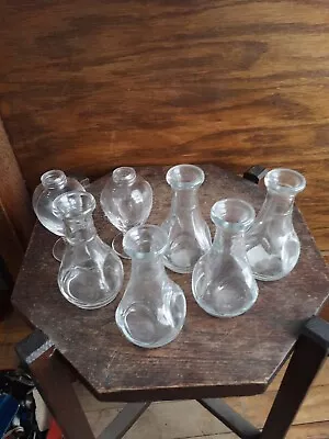 Vintage Miniature Glass Vase Lot Of 7 3.5  Tall & 3  Tall Flower Holder Unmarked • $19.99