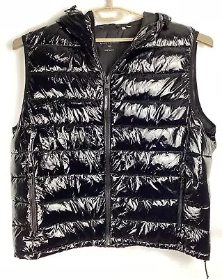 New Calvin Klein Jacket Mens XXL Puffer Vest Hoodie Sorona Auro Shiny Black NWT • $48