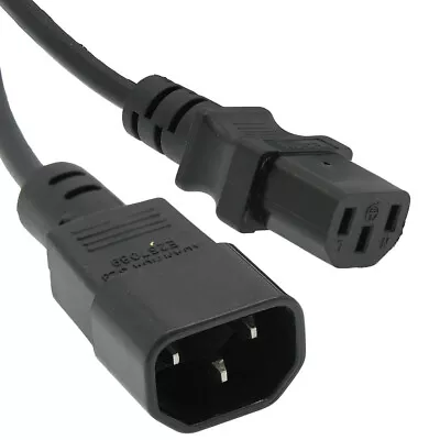 1ft Computer Power Extension Cord (NEMA C14 To C13 Plug)  18AWG  Black • $3.10