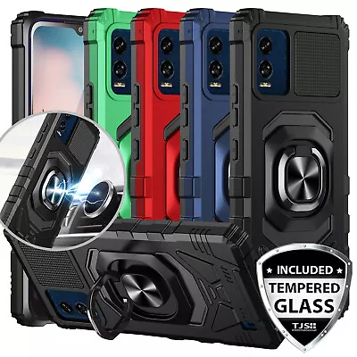 For BLU View Speed 5G Phone Case Armor Ring Magnetic Stand Cover +Tempered Glass • $8.95