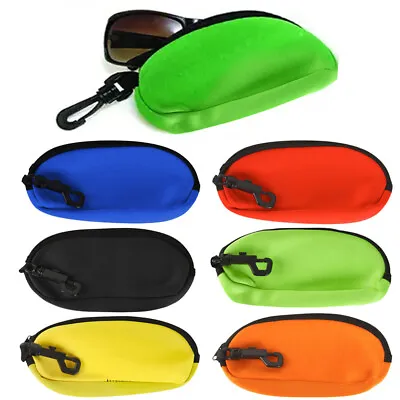 NEOPRENE FLOATING ZIPPERED EYEGLASS SUNGLASS POUCH CASE W/ CLIP HOOK • $6