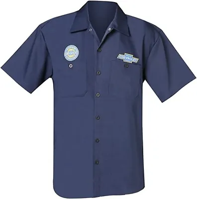 Mechanic Style Button Up Shirt - Navy Blue W/ Chevrolet Super Service Patch • $44.45