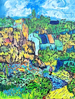 $99.99 • Buy Art Painting Vincent Van Gogh House In Auvers With Woman In Landscape Canvas