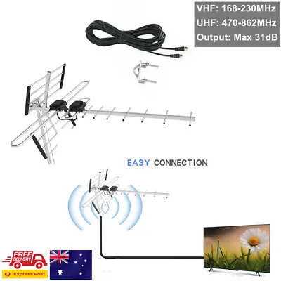 $26.98 • Buy Outdoor Digital TV Antenna Aerial UHF VHF FM AUSTRALIAN Signal Amplifier Booster