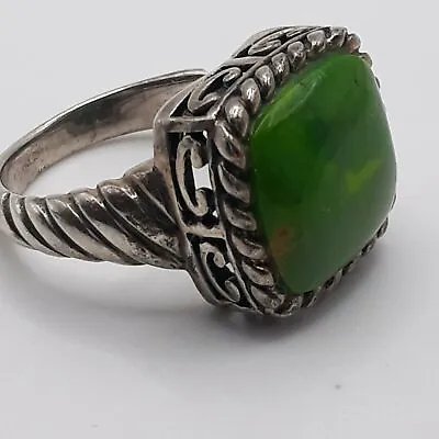 Vintage Sterling Silver 925 Green Turquoise Stone Ring Size 9.75 • $29