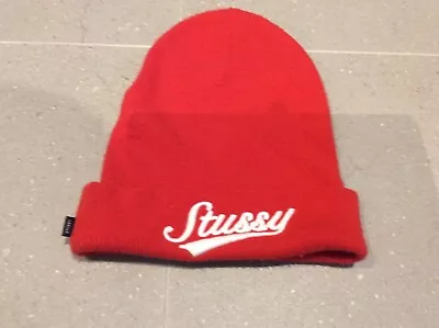 Red Stussy Roll Up Beanie Hat • $15