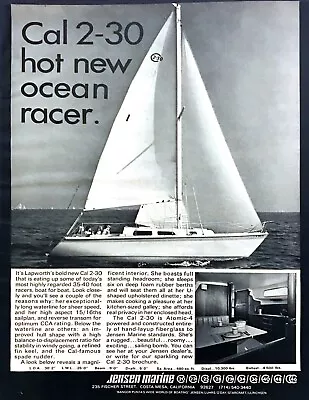 1968 Cal 2-30 Yacht Photo  The Hot New Ocean Racer  Jensen Marine Print Ad • $7.99