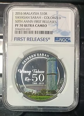 Malaysia Proof Coin Yayasan Sabah Rm10 Silver Coin Ngc Pf70 Uc • $180