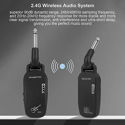 2.4GHz Digital Wireless Guitar System Transmitter Receiver Rechargeable 50m L8O7 • $23.49