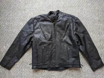 Vintage CAFE RACER Heavy 48  Leather 2XL Vented MOTORCYCLE Racing Jacket 1990s • $79.95