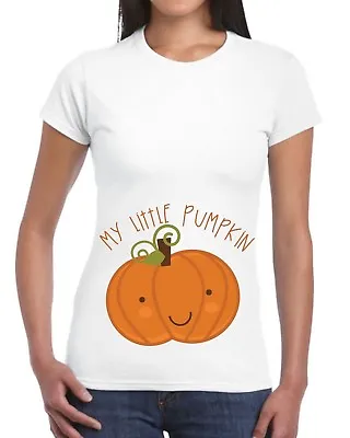 My Little Pumpkin White Halloween T Shirt Pregnancy Birth Mum To Be Cute Fancy • £14.95