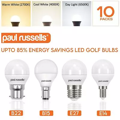 10 Pack Screw In Bayonet LED Golf Light Mini Globe Bulbs Warm Cool Daylight Lamp • £9.99