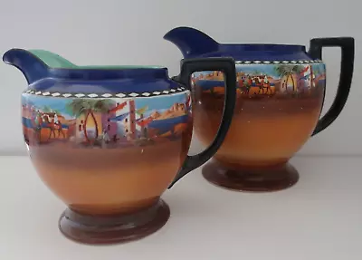 Vintage 1930s H & K TUNSTALL England DESERT SCENES 2 Graduated SERVING JUGS • $60