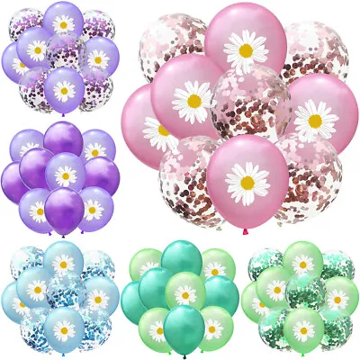 10PCS 12in Colorful Sequins Daisy Latex Balloons Birthday Party Decor Supplies • £3.94