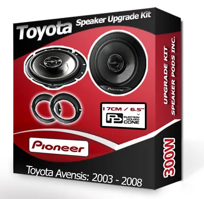 £71.99 • Buy Toyota Avensis Front Door Speakers Pioneer Car Speakers + Adapter Pods 300W