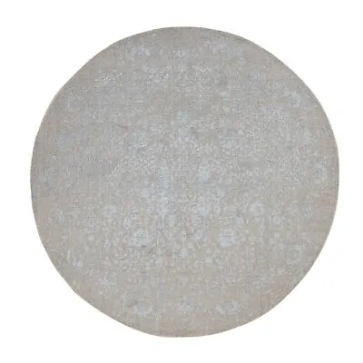 6'x6' Gray Broken Cypress Tree Design Wool Hand Loomed Round Rug R87713 • $648