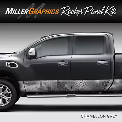 Camo Chameleon Grey Rocker Panel Graphic Decal Wrap Kit Truck SUV - 6 Sizes • $79.99