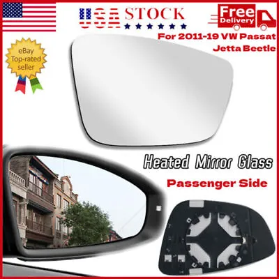 Passenger Side Heated Mirror Glass For Volkswagen VW Passat Jetta Beetle 2011-19 • $11.24