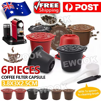 6PCS Coffee Filter Capsule Pods For Nespresso Maker Machine Refillable Reusable • $11.95