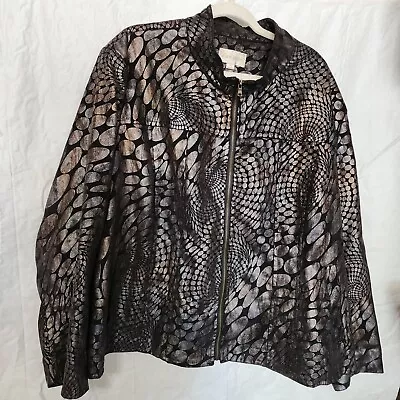 Erin London Women’s Jacket Brown/ Gold Print Size 3X • $14