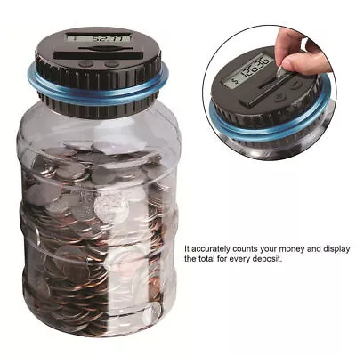 Digital US Coins Automatic Counting Money Box Jar LCD Display Transparent Large • $14.79