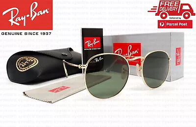 $134.99 • Buy Ray-Ban Round Metal RB3447 001 50mm Gold Frame Green G-15 Lenses RayBan