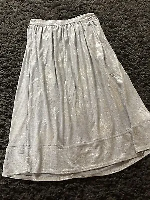 Silver Midi Skirt 8 Metallic A Line • £4