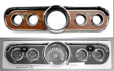 NEW 1965 1966 Ford Mustang Woodgrain INSTRUMENT BEZEL Wood BEZEL LENS Set Deluxe • $62.90