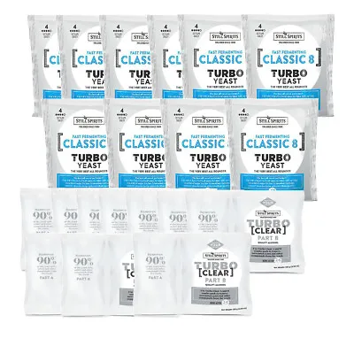 10x Still Spirits Turbo Classic 8 240g Yeast With Turbo Clear A&B Home Brew • $119.99