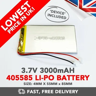 3.7V 3000mAh Li-Po Battery (405585) Rechargeable High Capacity Tablet + Device • £9.99
