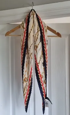 NWT-Cream Nautical Pattern Diamond (chains/rope) Satin Medium Sized Scarf/Shawl. • £2.99