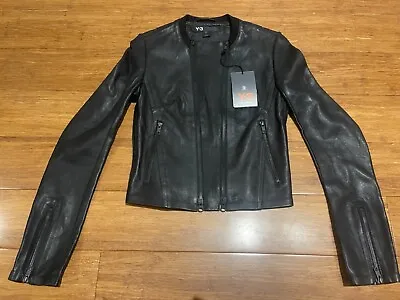 Brand New Womens Adidas Y-3 Yohji Yamamoto Biker Leather Jacket 2xs • $380