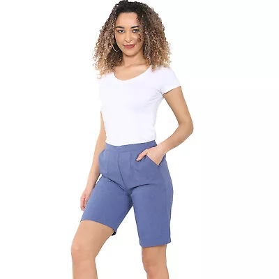 Ladies Shorts Womens Half Elasticated Waist Summer Pants Sports Casual Bottoms • £7.99