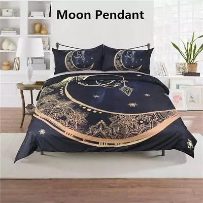 Black Moon Pendant Quilt Duvet Cover Set Bedclothes Twin Children Bed Linen Full • $54.99