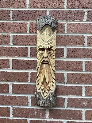 £19.99 • Buy ChiselCraft Large 50cm Green Man Log Carving Leaf Style , In Or Outdoor Use L