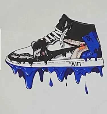 Air Jordan Shoe Print Blak  DRIPP  Art Canvas Shoelace 85 Michael Jordan 12x9.75 • $12.60