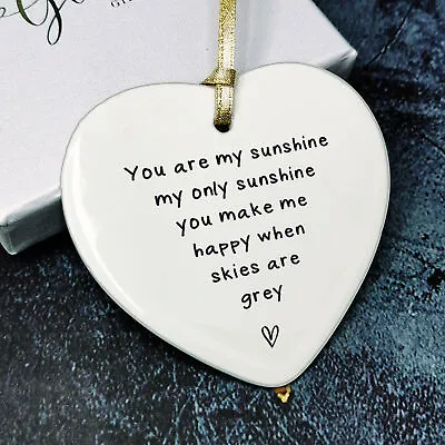 £6.49 • Buy You Are My Sunshine Plaque Gift For Her Him Ceramic Heart Sign Hanging Keepsake