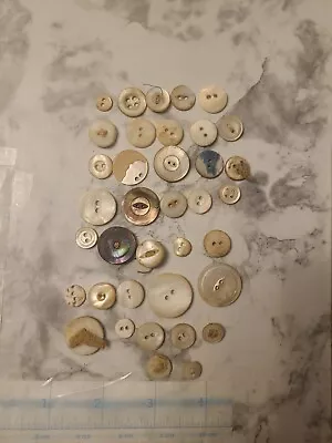 Lot Of 37 Mixed Vintage To Antique Mother Of Pearl Buttons  • $20