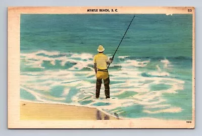 Myrtle Beach South Carolina Surf Fishing Postcard • $5.87