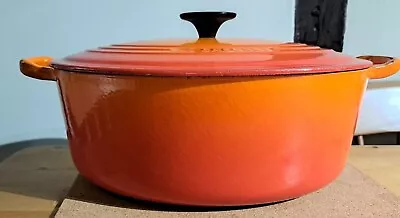 Le Creuset 30 Cm Oval Cast Iron Casserole Volcanic Red Used In Good Condition • £45