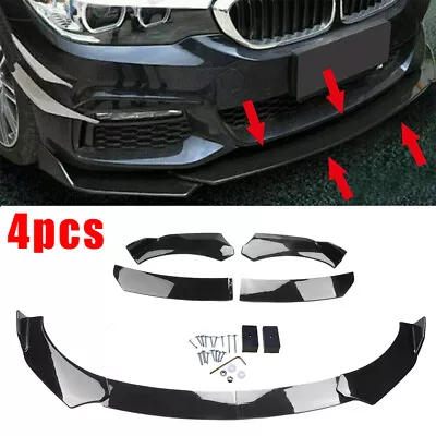 Universal Gloss Black Front Bumper Lip Spoiler Splitters Set Fit For BMW Benz VW • £18.69