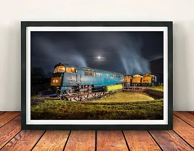 Diesel Hydraulic Framed Print. Railway Gifts. Turntable Western Hymek Warship. • £14.99