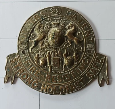 £30 • Buy Vintage Brass Safe Plaque Milners 212