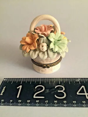 Beautiful PORCELAIN BOX With Flower Basket Design MINT Vintage • $60