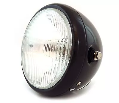 6.5  Bullet Side Mount H4 Halogen Motorcycle Headlight - Gloss Black • $46.95