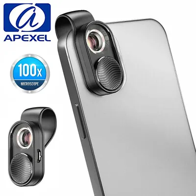 APEXEL 100X Phone Pocket Microscope Camera Micro Lens With Clip For Smartphone • $17.99