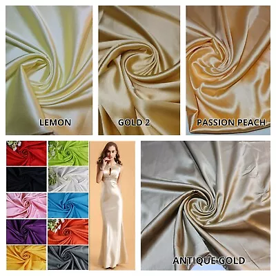 £2.61 • Buy Plain Silky Charmeuse Satin Fabric Bridal Dress Drape Décor Lining Material 44 