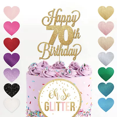 Happy 70th Birthday Cake Topper Seventy Daughter Son Sister Brother Glitter • £4.79