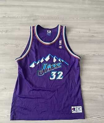 Vintage 90s Utah Jazz Karl Malone NBA Champion Jersey Size 48 • $60